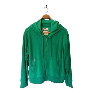 Love & Sports Size Large Terry Cloth Green Hoodie Pockets Poolside Tennis Golf